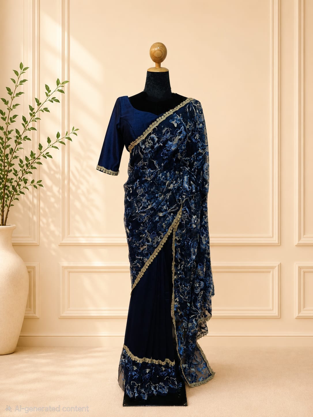 Dark Blue Wedding Saree